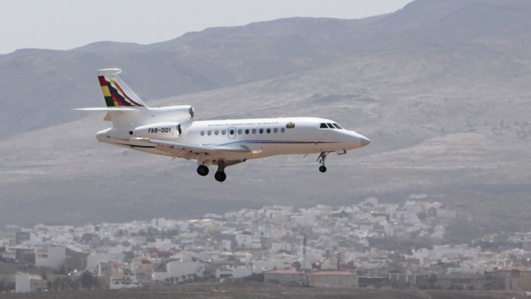 The plane of Bolivia's President Evo Morales lands at Las Palmas airport, on the Spanish Canary Island of Gran Canaria, on July 3, 2013. Leftist Latin America leaders are preparing to meet in Bolivia on Thursday following the controversial diversion of Morales's aircraft in Europe, La Paz said Wednesday.