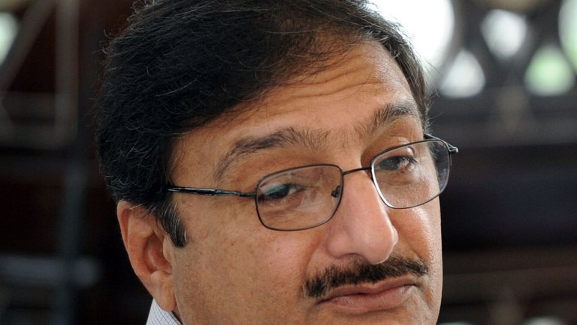 Former chairman of Pakistan Cricket Board (PCB) Zaka Ashraf speaks during a press conference in Dubai on September 10, 2012. A court in Pakistan ordered the country's cricket board to re-elect a chairman within 90 days after Ashraf was suspended over concerns about a dubious ballot.