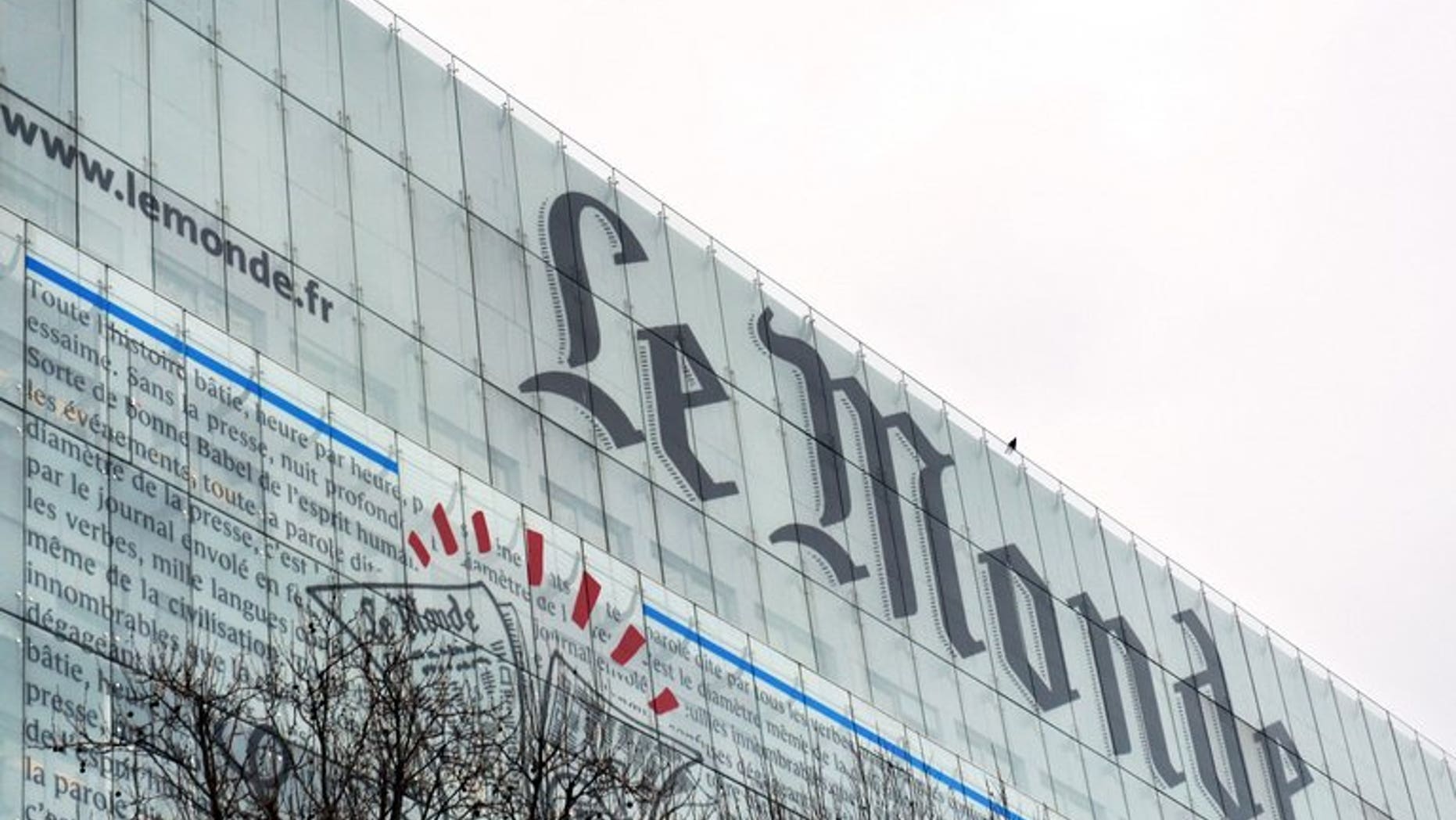 The facade of Le Monde's headquarters in Paris is pictured on March 7, 2013. French secret services intercept all communications in France, stocking telephone and computer data for years, Le Monde reported Thursday amid an international uproar over spying by the United States.