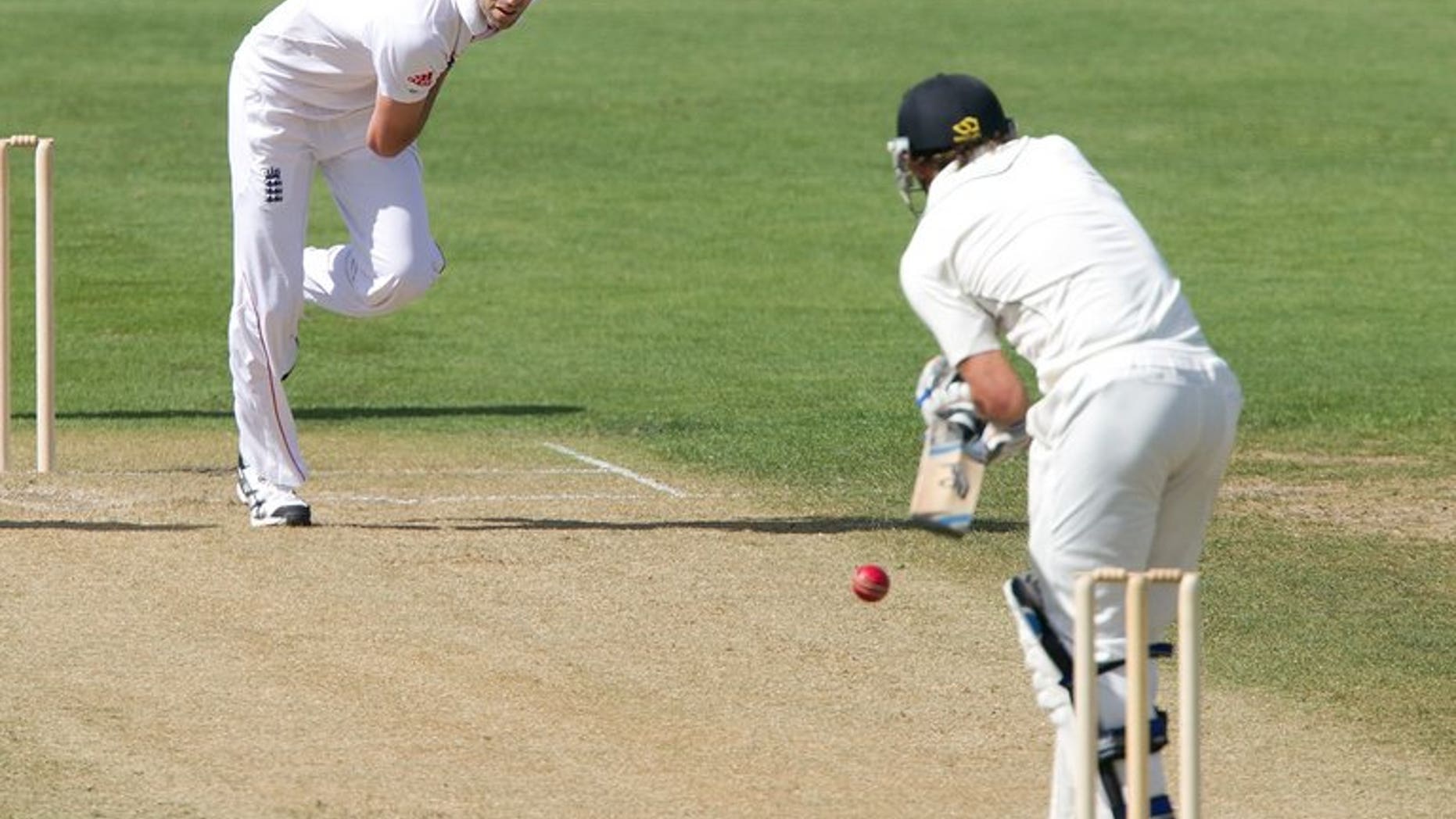 Graham Onions (left) bowls to New Zealand's Tom Latham in Queenstown on February 28. Onions was recalled by England on Saturday as they boosted their bowling options by naming five seamers in a 13-man squad for the first Test of the Ashes series against Australia at Trent Bridge next week.