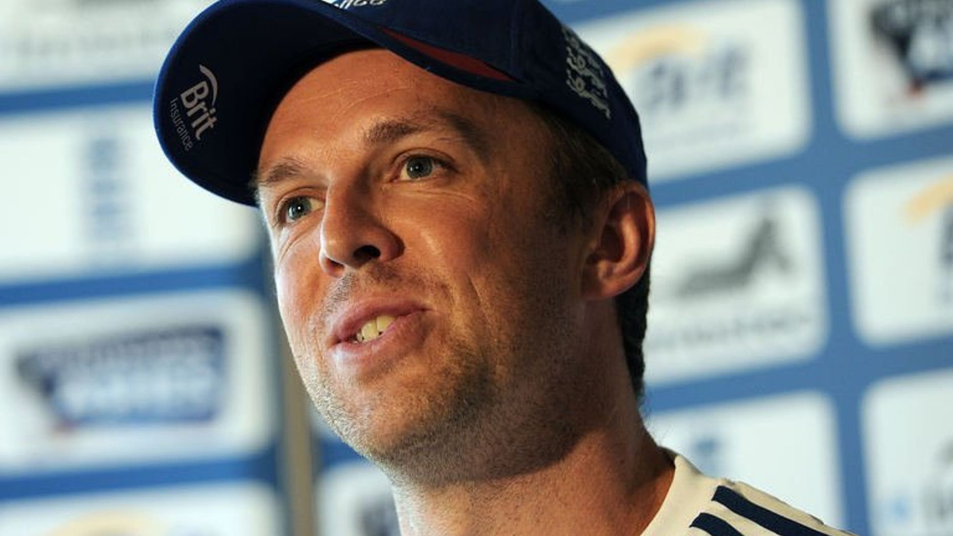 England spinner Graeme Swann speaks during a press conference at Trent Bridge in Nottingham, central England on July 8, 2013, prior to the first Ashes Test between England and Australia on July 10. Swann said Monday that England did not regard themselves as a "dominant force" in world cricket ahead of this season's Ashes series.