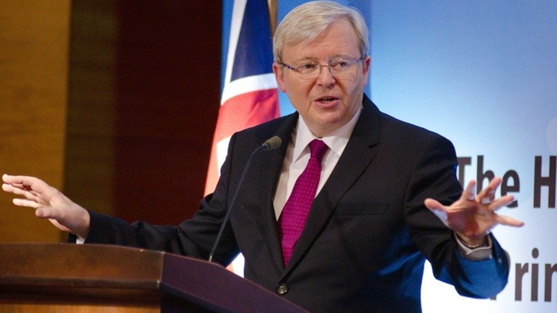 Australian Prime Minister Kevin Rudd delivers a speech in Jakarta on July 5, 2013. Rudd's controversial return appears to be paying dividends for his party, with polling giving ruling Labor an even 50 percent of the vote.