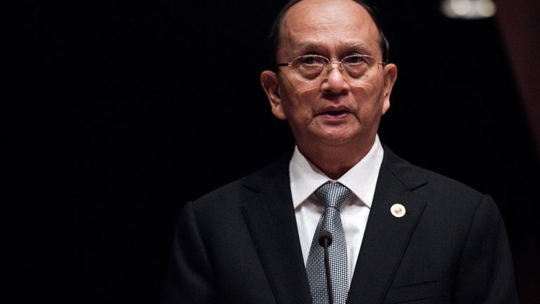 Myanmar leader Thein Sein delivers a speech in Bangkok, on April 29, 2013. Thein Sein will embark on a four-day visit to Britain and France within days, as the international community continues to welcomes reforms in the former junta-ruled country.