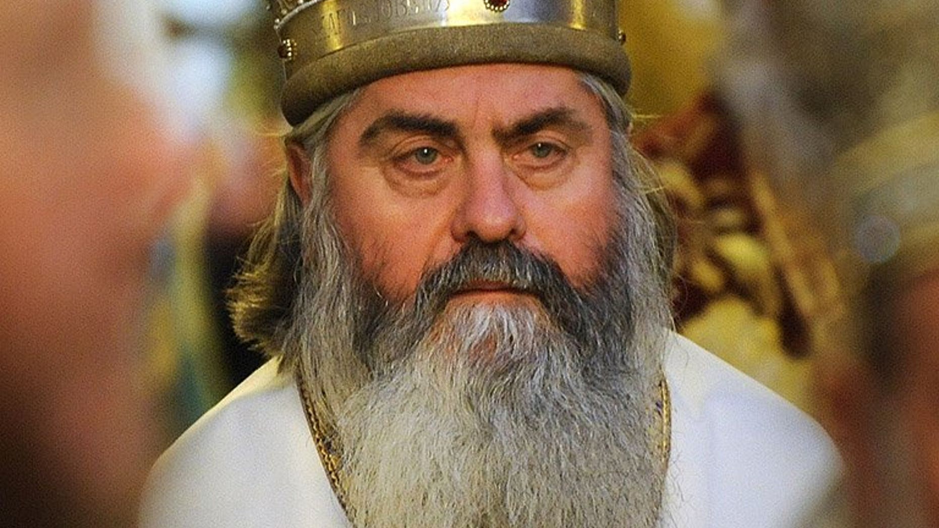 This photo taken on January 21, 2012 shows Bishop Kiril, during an orthodox mass in the Alexander Nevski cathedral in Sofia. The controversial Bulgarian bishop -- who spied for the Communists and had a taste for luxury cars -- has been found dead on a Black Sea beach.