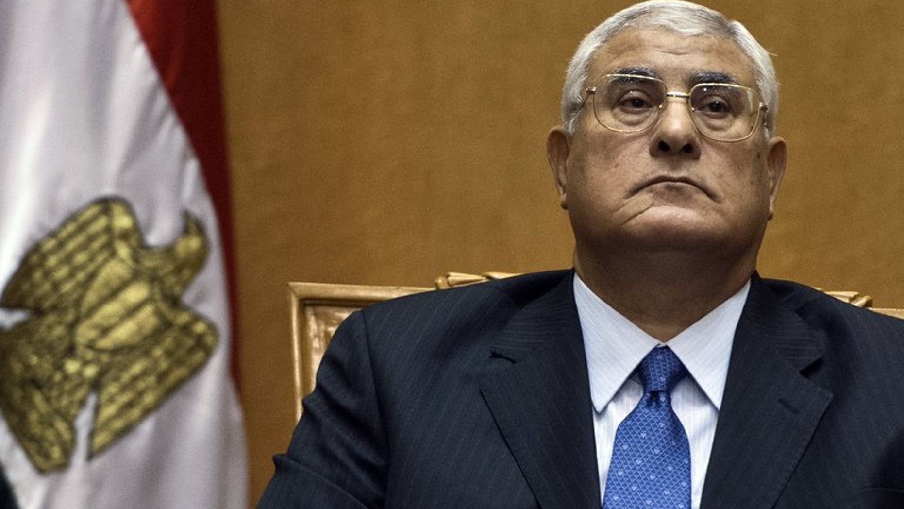 Egypt's chief justice Adly Mansour is sworn in as interim president in Cairo on July 4, 2013, a day after the military ousted and detained president Mohamed Morsi following days of massive protests. Mansour's interim charter hit a wave of opposition shortly after it was announced late on Monday, illustrating the treacherous political landscape following Morsi's ouster.