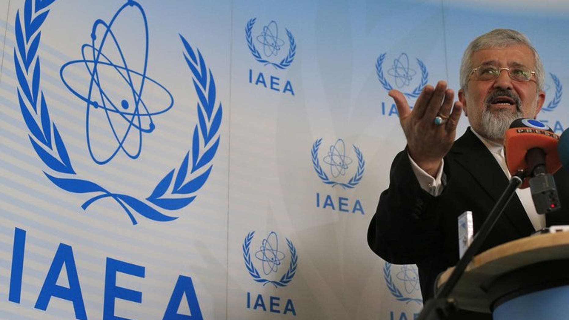 Iran's envoy to the International Atomic Energy Agency (IAEA) Ali Asghar Soltanieh attends a press conference meeting at the UN atomic agency headquarters in Vienna on June 5, 2013. An exiled Iranian opposition group claimed on Thursday to have evidence of a hidden nuclear site located in tunnels beneath a mountain near the town of Damavand, 70 kilometres (44 miles) northeast of Tehran.
