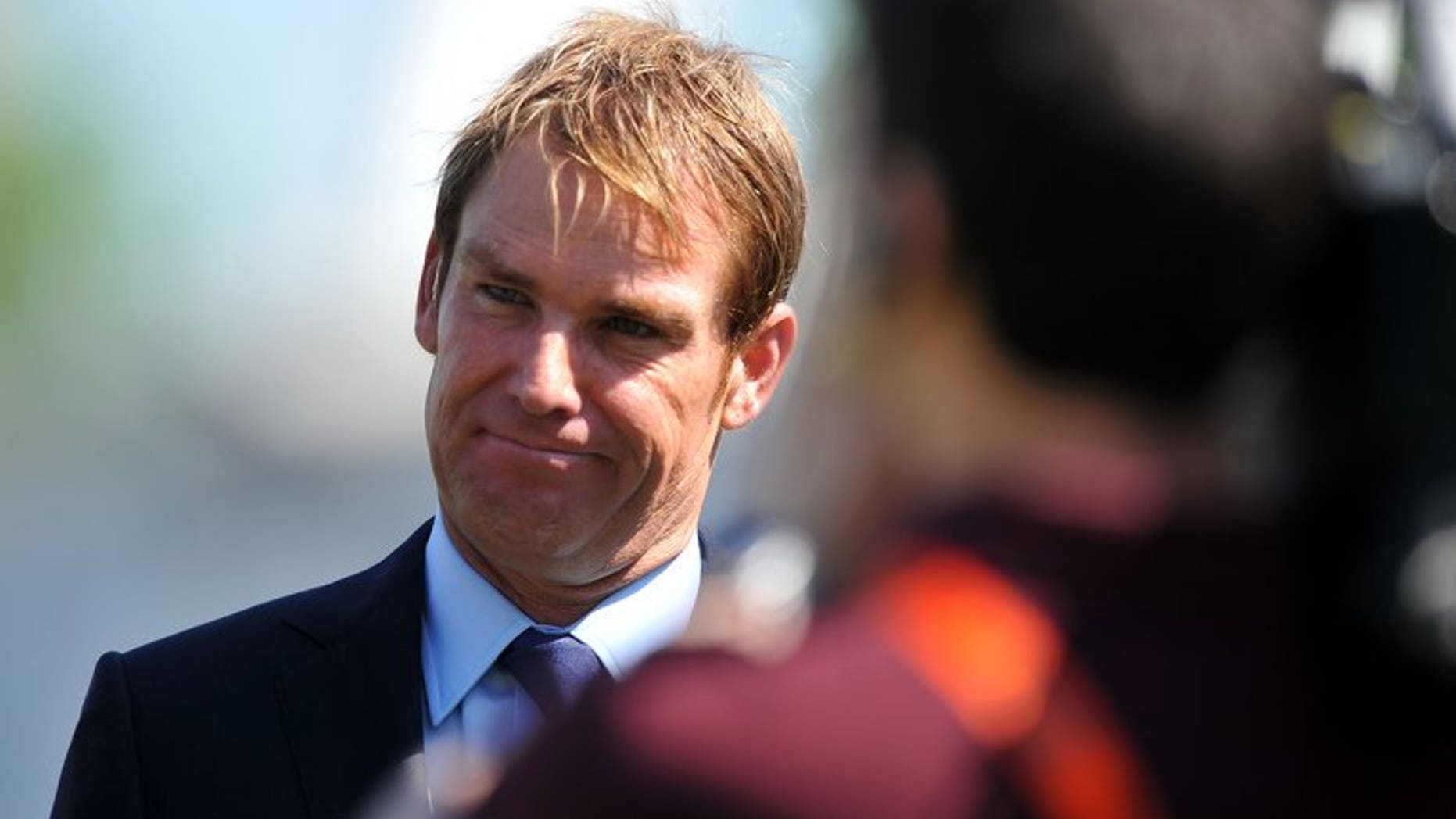 Former Australian cricketer Shane Warne is interviewed for television on May 25, 2012 at Trent Bridge. Warne is to be inducted into the International Cricket Council (ICC) Hall of Fame, the global governing body said in a statement issued from its Dubai headquarters.