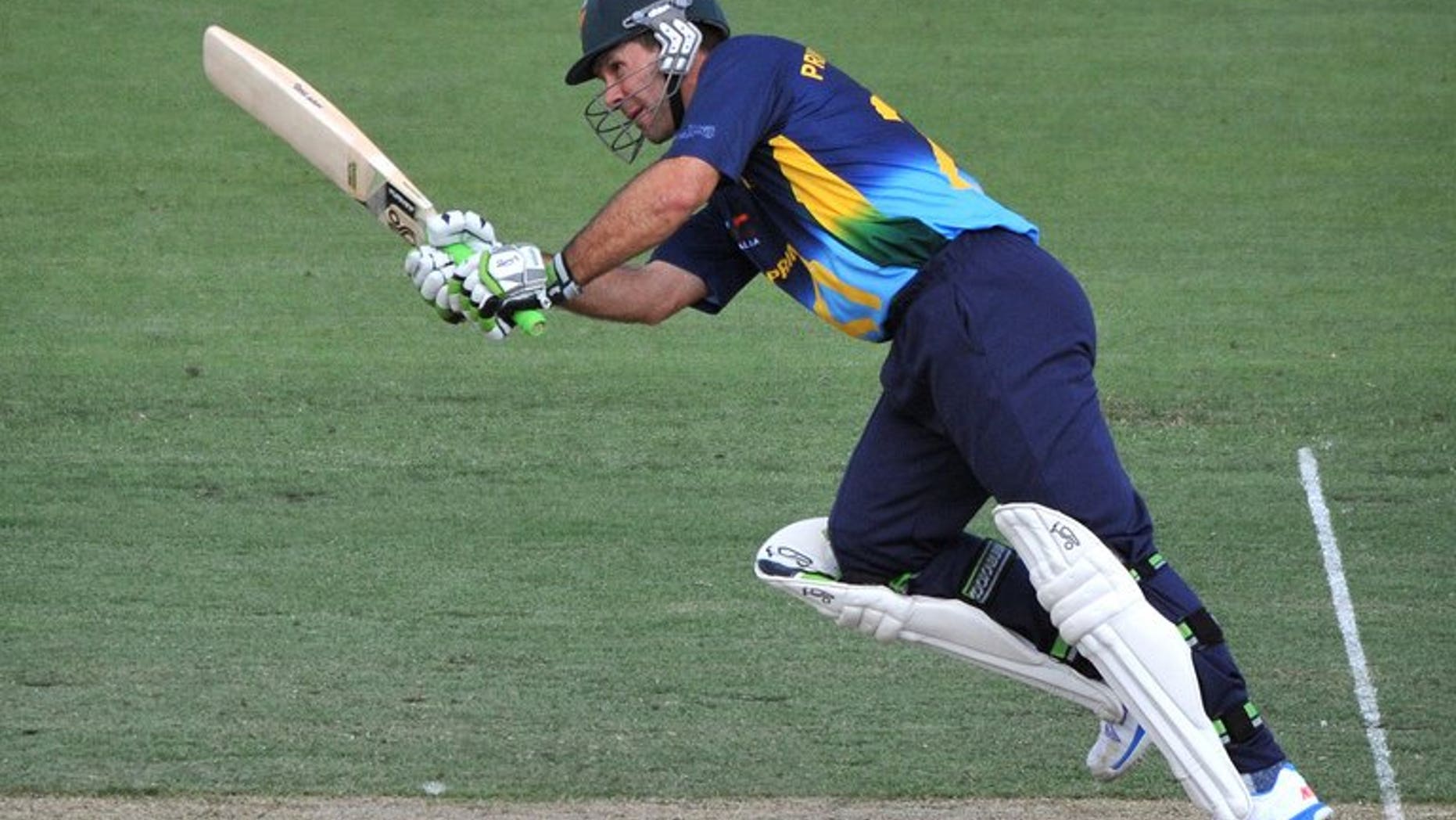 Captain Ricky Ponting of Australia bats in Canberra on January 29, 2013. Ponting bowed out in style as the former Australia captain hit 169 not out for Surrey in his final first-class innings against Nottinghamshire