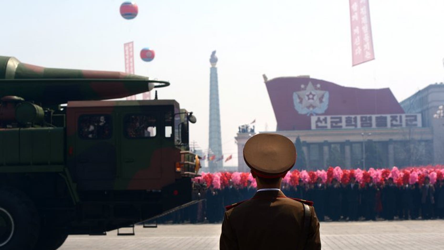 A Taepodong class missile is displayed during a military parade in Pyongyang on April 15, 2012. North Korea has mobilised a variety of missiles in preparation for a massive military parade later this month to mark the 60th anniversary since the end of the Korean War, a report said Friday.
