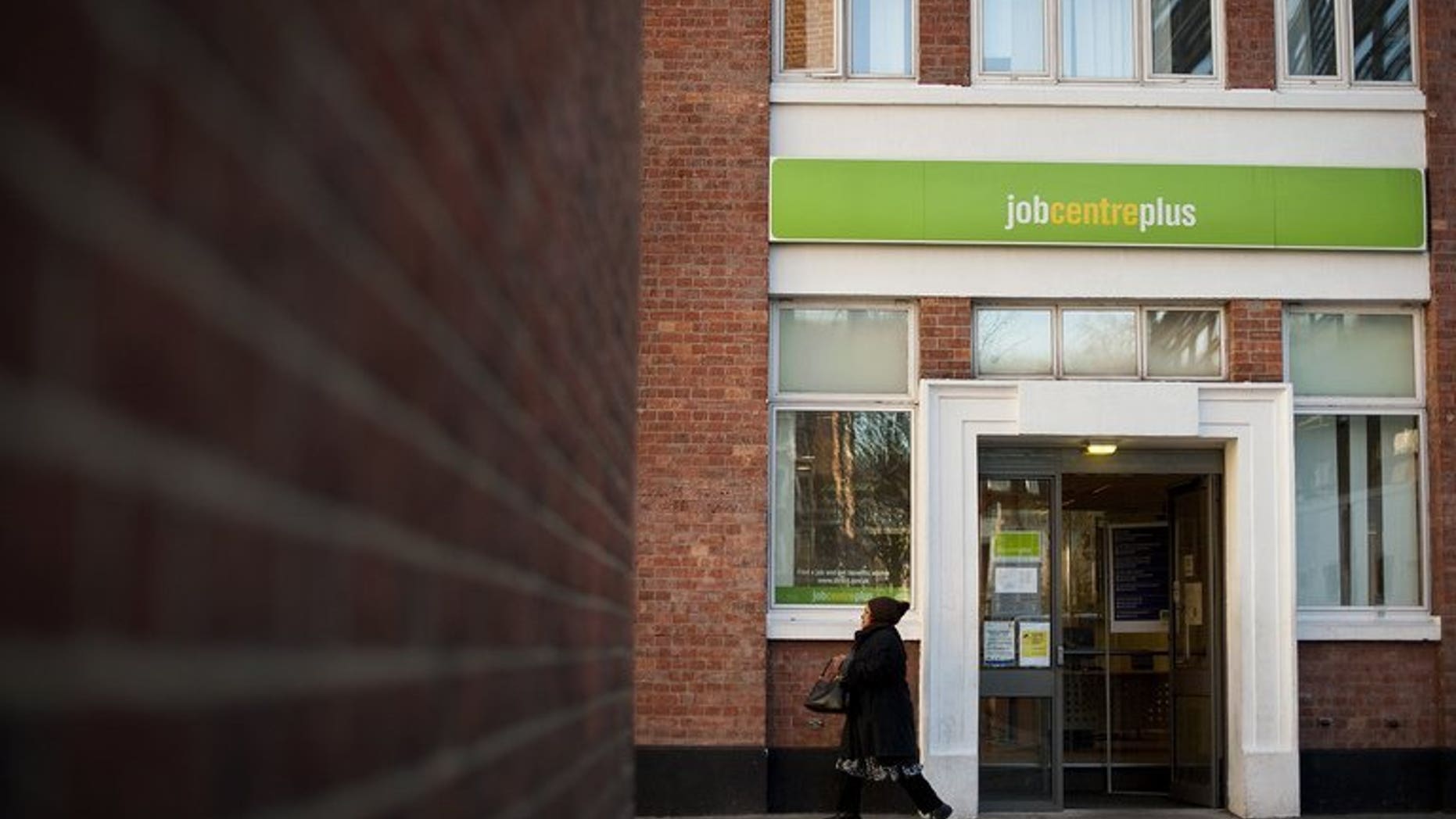 A job centre is pictured in central London, on February 15, 2012.