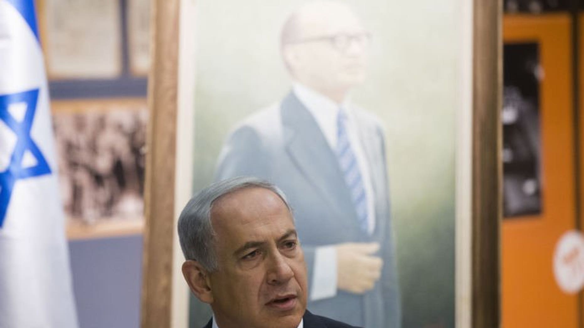 Israeli Prime Minister Benjamin Netanyahu chairs the weekly cabinet meeting in Jerusalem, on July 21, 2013. Netanyahu has warned ministers that renewed peace talks with the Palestinians will be tough, and said any draft treaty would be put to a referendum.