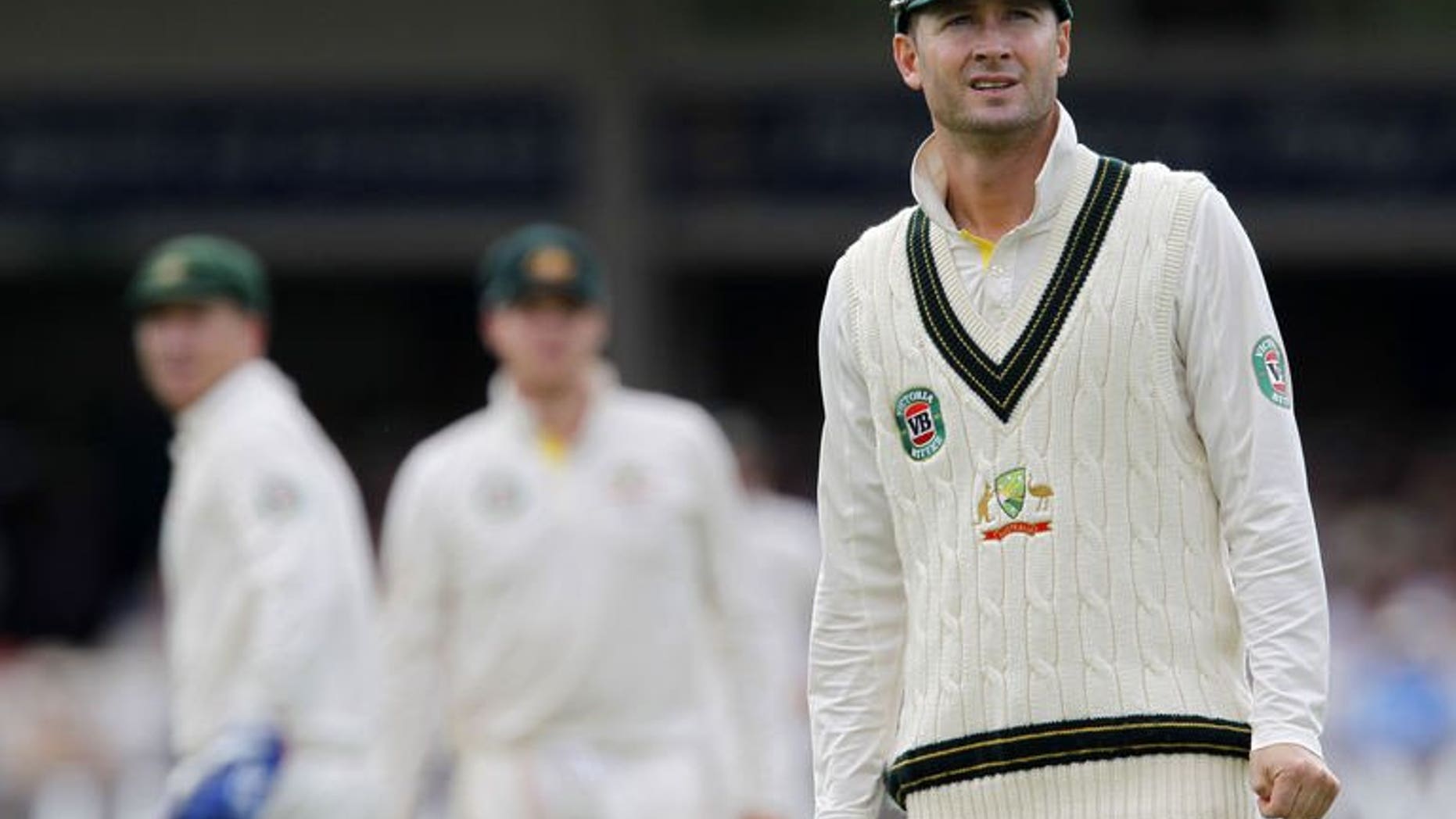 Australia's captain Michael Clarke reacts to another England boundary at Lord's cricket ground in north London, on July 20, 2013. Clarke vowed to have the last laugh on all those who mocked his suggestion Australia could still win the Ashes after a crushing defeat at Lord's left them 2-0 down in the five-match series.