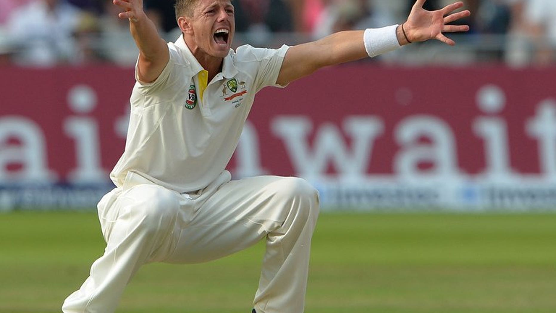 Australia's James Pattinson appeals in vain for a wicket at Trent Bridge in Nottingham, central England, on July 12, 2013.