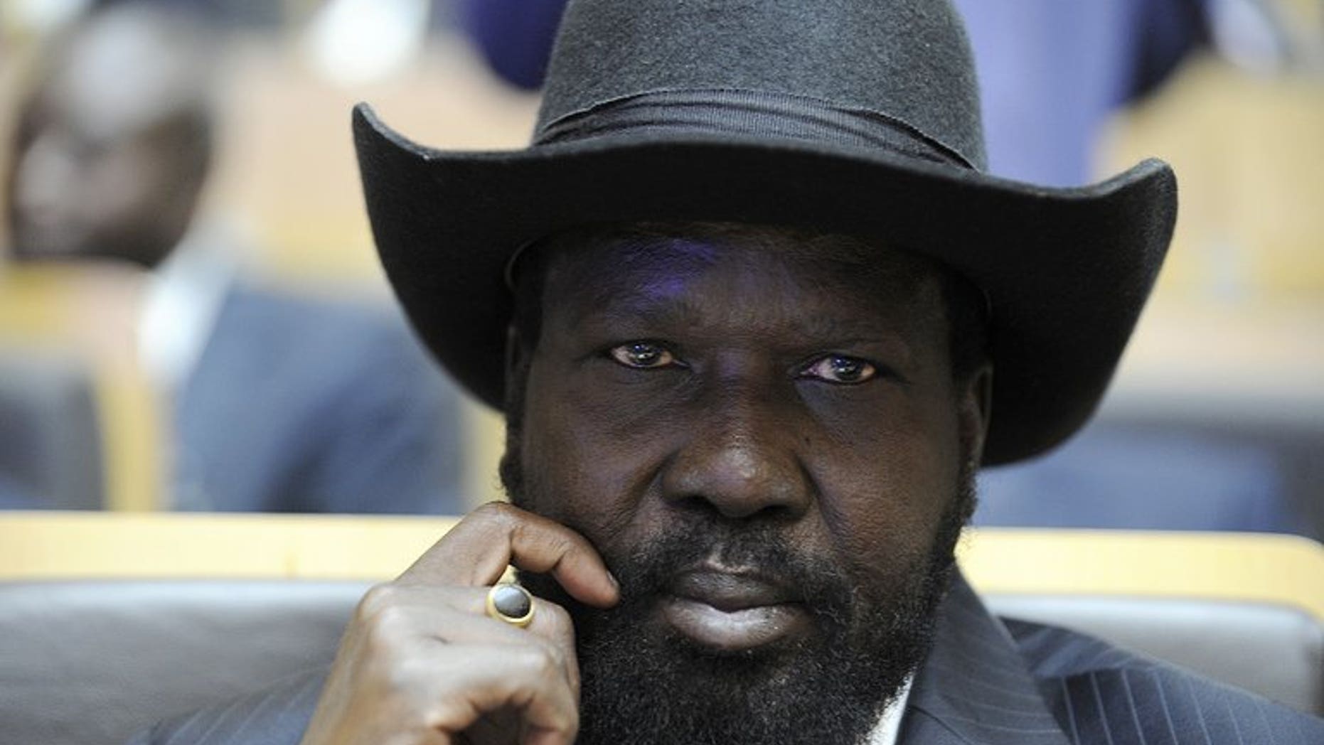 South-Sudanese president Salva Kiir attends an African Union meeting on January 27, 2013 in Addis Ababa. Kiir has suspended his entire cabinet and vice president in the largest reshuffle in the history of the two-year-old nation, the former information minister told AFP Tuesday.