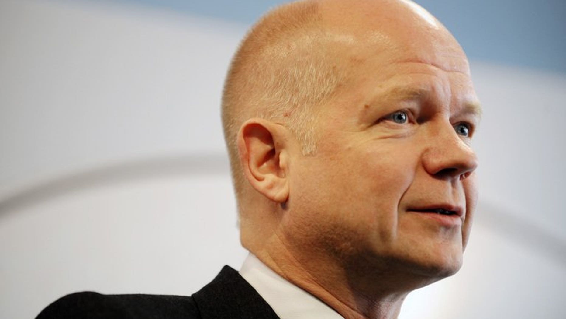 British Foreign Secretary William Hague speaks to the media in Pristina on October 25, 2012. Hague said on Saturday he was "deeply concerned" by unrest in Egypt that has led to dozens of deaths and condemned the use of force against protesters.