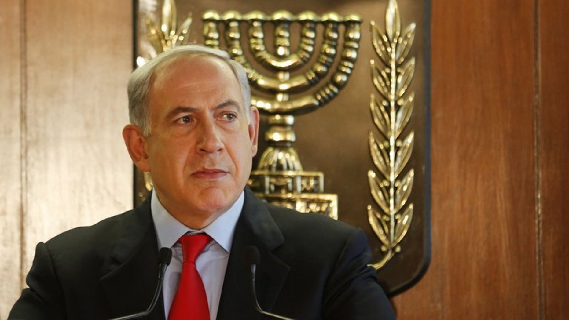 Israel's Prime Minister Benjamin Netanyahu speaks at the Knesset in Jerusalem on July 22, 2013. Netanyahu said on Saturday that Israel will free 104 Palestinian prisoners to coincide with the resumption of long-stalled peace talks.
