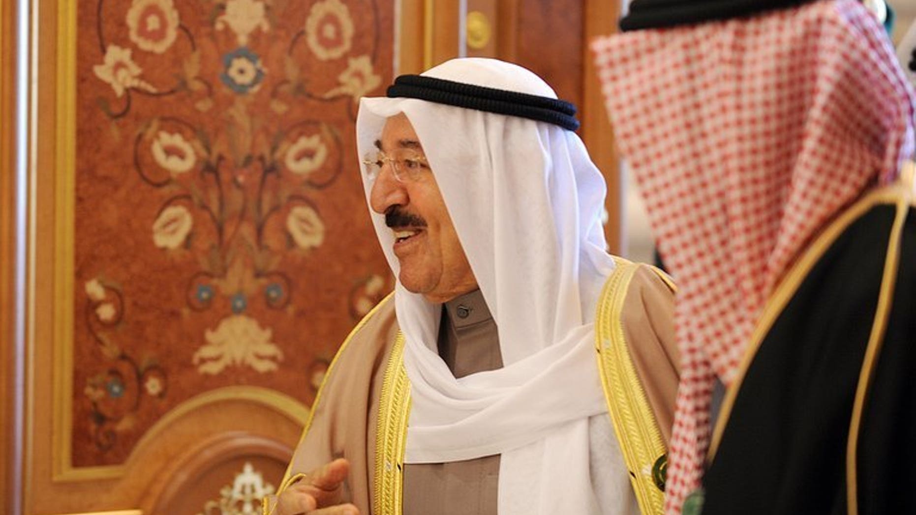 The Emir of Kuwait Sheikh Sabah Al-Ahmad Al-Jaber Al-Sabah at a summit on January 22, 2013 in Riyadh. He pardoned on Tuesday all those who have been sentenced to jail for insulting him.