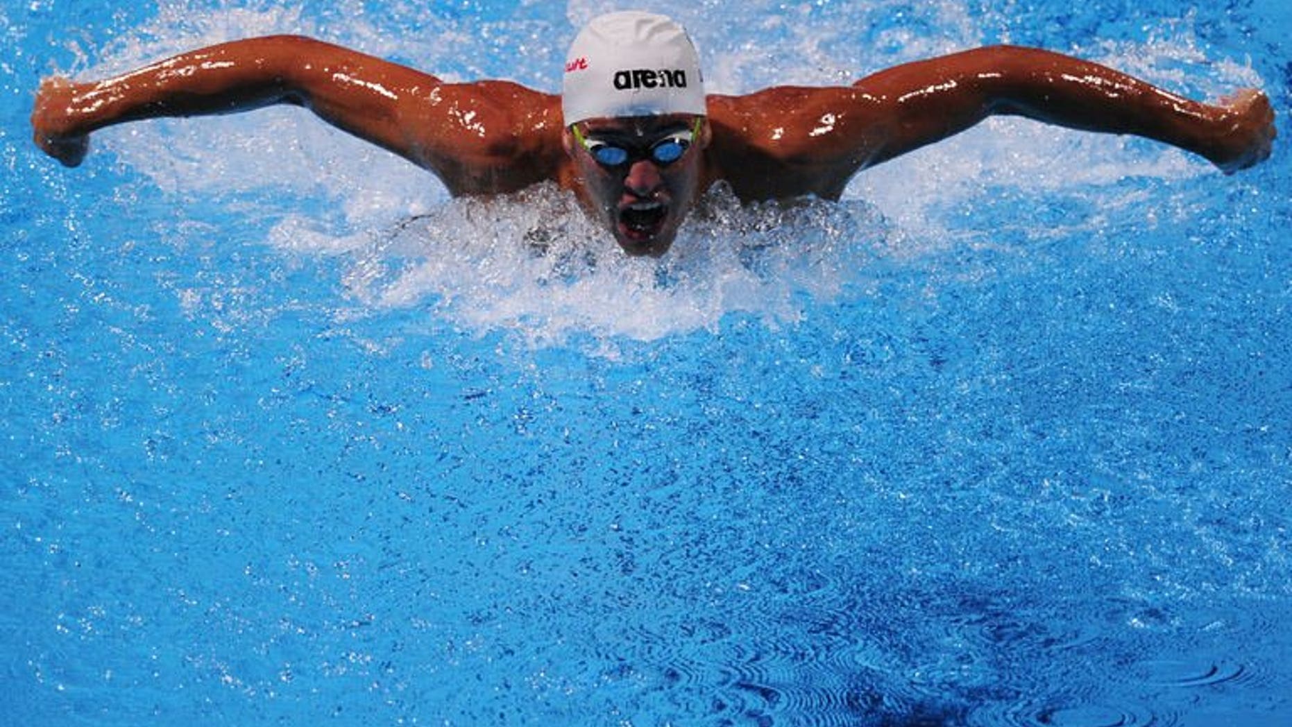 South Africa's Chad Le Clos competes in the final of the men's 200-metre butterfly swimming event in the FINA World Championships at Palau Sant Jordi in Barcelona on July 31, 2013. Le Clos of South Africa won the men's 200m butterfly final at swimming's world championships on Wednesday -- exactly a year after his triumph in London.