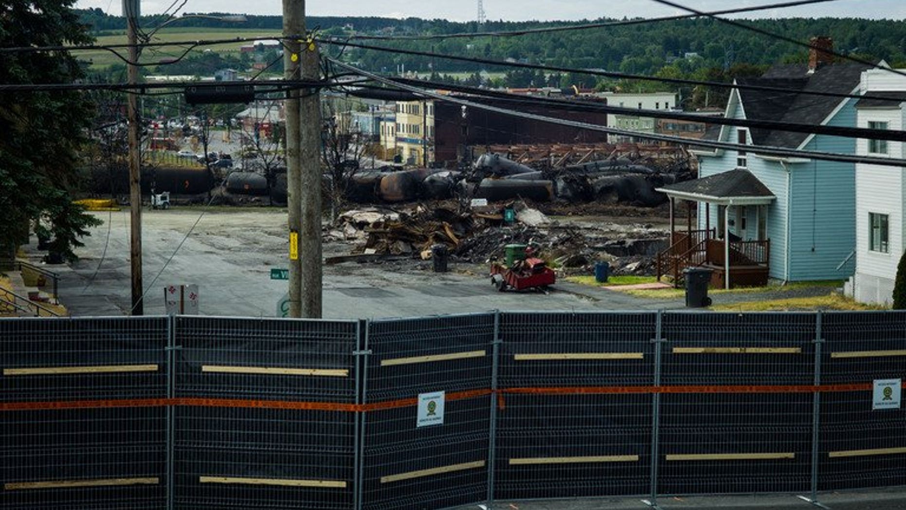 The site of a train that derailed on July 6, 2013 in Lac-Megantic, Quebec, Canada. Police in Canada they had ended a search for remains of five victims still missing from a rail disaster earlier this month that left 47 people dead.