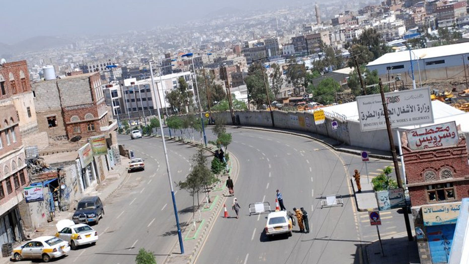 Yemeni police secure the site of a suicide bombing that targeted the British ambassador in Sanaa on April 26, 2010. Britain's embassy in the Yemeni capital Sanaa will be shut this weekend after the United States announced the temporary closure of at least 22 embassies over fears of an Al-Qaeda attack, the Foreign Office said.