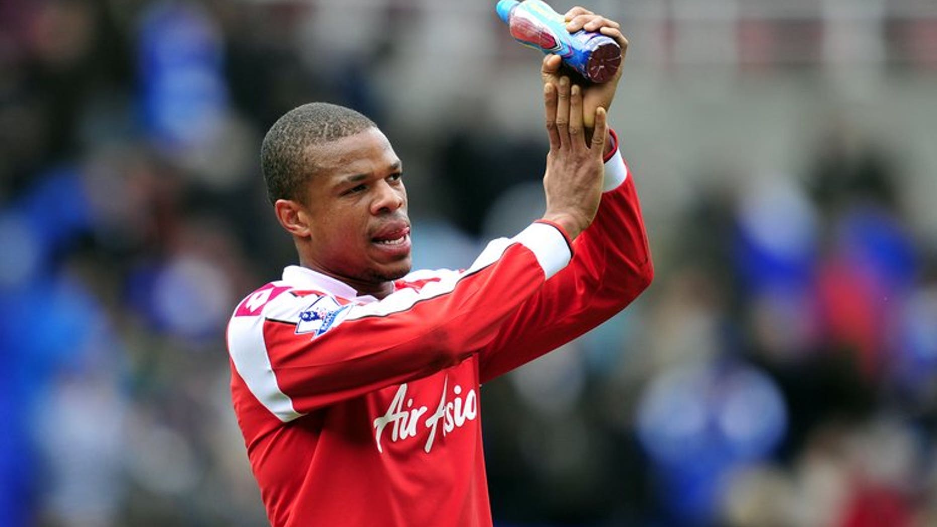 Queens Park Rangers' French striker Loic Remy thanks the fans at the Madejski Stadium in Reading on April 28, 2013. Newcastle finally made their first significant signing since the end of last season as Remy joined the Premier League club on a season-long loan from QPR.