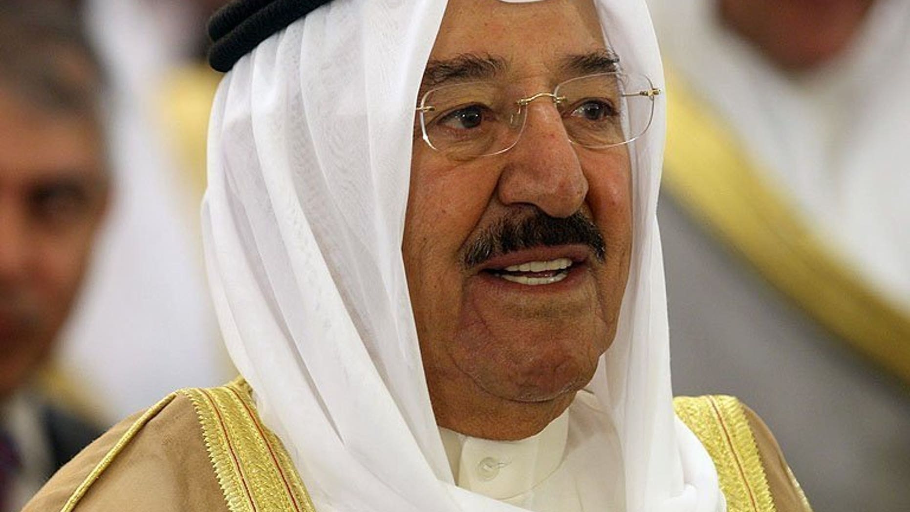 Emir Sheikh Sabah al-Ahmad al-Sabah attend the 19th Arab Inter-Parliamentary Union (AIPU) summit in Kuwait City, on April 9, 2013. Kuwait's emir has urged MPs and the government to cooperate to achieve political stability in the oil-rich Gulf state that has been rocked by a series of disputes for years.