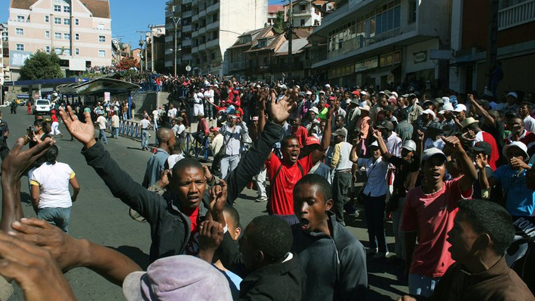 People protest in the centre of Antananrivo, in May last year. EU foreign affairs head Catherine Ashton gave those blocking elections in Madagascar a two-week deadline Tuesday to avoid sanctions, warning that international patience after a four-year wait is at breaking point.
