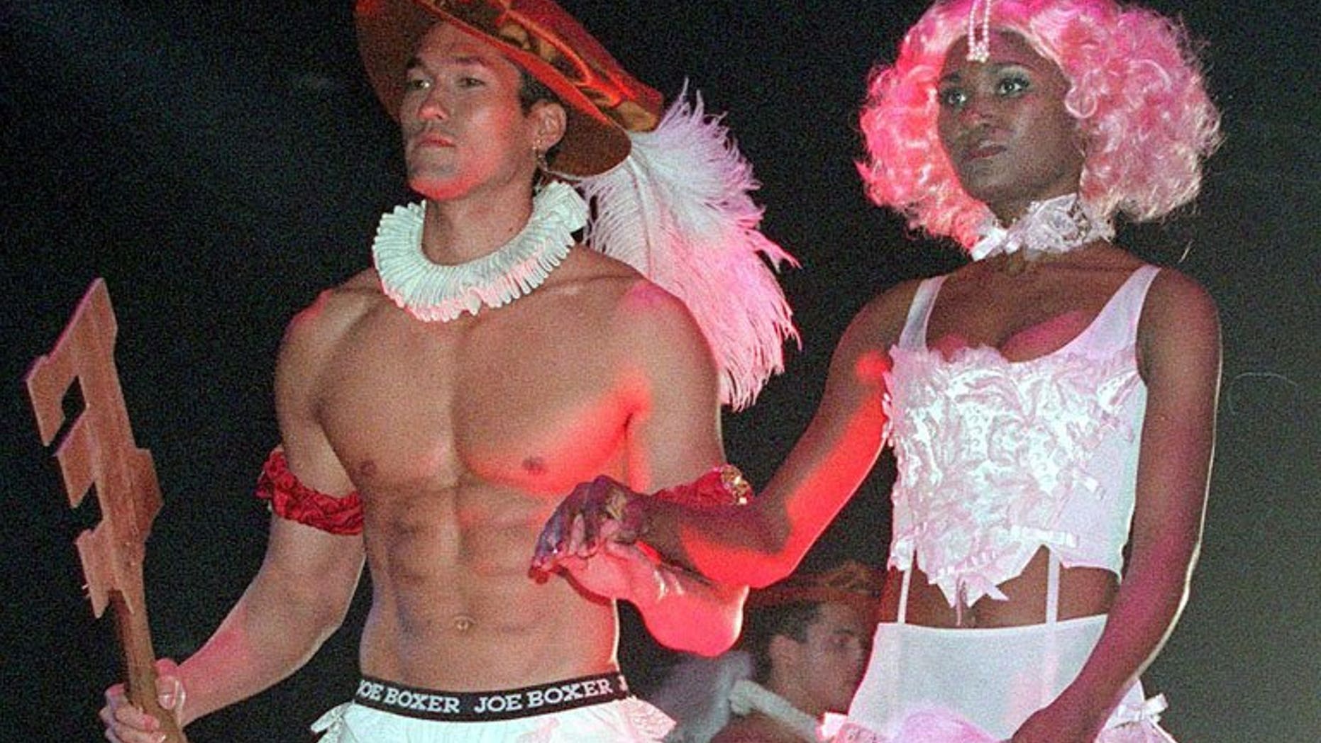 This file picture taken on September 25, 1999 shows models presenting "The Evolution of Underwear", a catwalk show of Joe Boxer underwear in Santa Monica, California. Canadian entrepreneur Nick Graham created the Joe Boxer underwear brand at his kitchen table in San Francisco in 1985, but he tells AFP that he is now starting to see a change in men's attitude towards fashion.