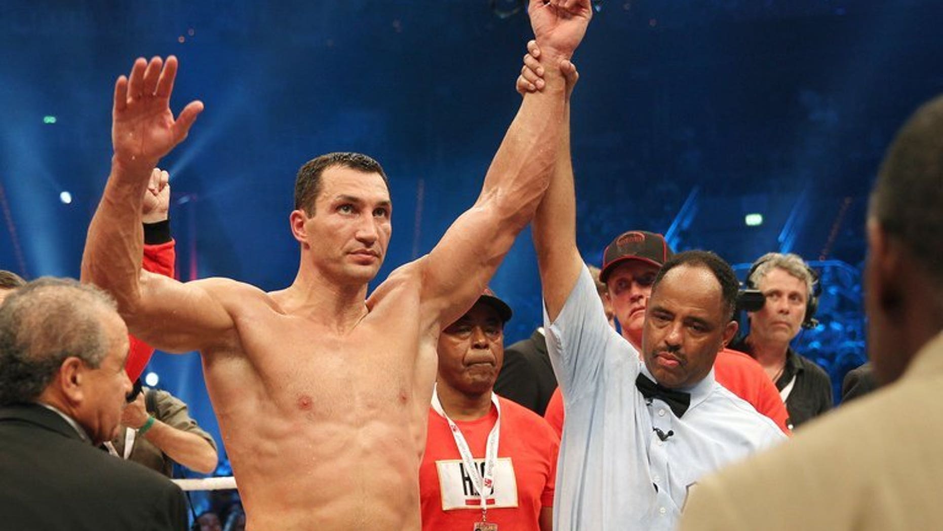 Ukrainian Heavyweight Champion Wladimir Klitschko in Mannheim, Germany on May 4, 2013. Klitschko has been forced to withdraw from his mandatory defence against Canada's Bermane Stiverne after injuring his right hand in training.