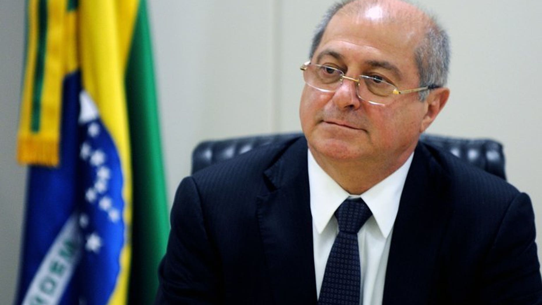 Brazilian Minister of Communications, Paulo Bernardo, speaks to journalists in Brasilia, on May 2, 2013. Brazil said Wednesday that it may go to the United Nations over US spying, which it said was not only used to combat terrorism, but also for industrial espionage. 'We are not satisfied with the explanations presented' by US Secretary of State John Kerry, Bernardo said.