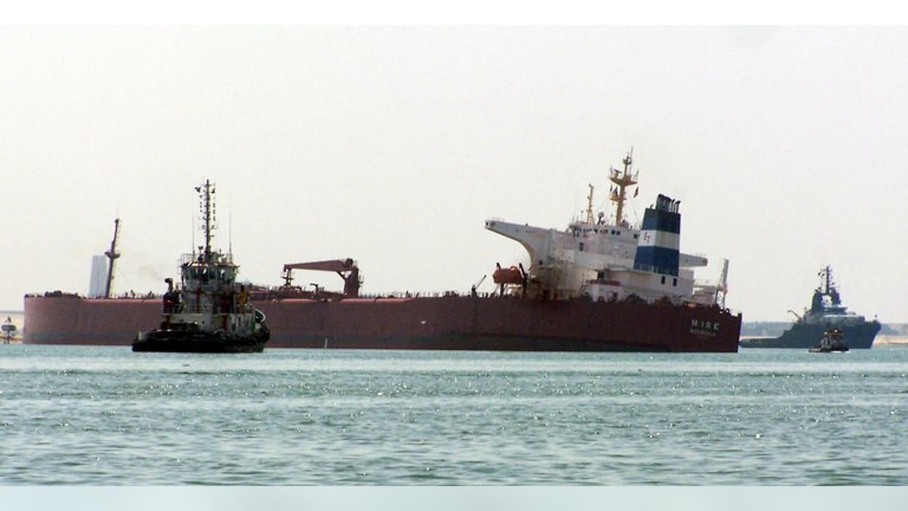 A tanker is seen stuck in the Suez canal on March 28, 2010 near Ismailia city, 120 kms north east of Cairo. Brent oil prices hit a four-month high on concerns escalating violence in Egypt will disrupt supplies from the Middle East, analysts said.