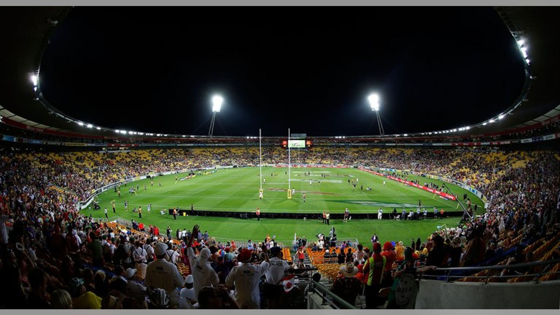 A general view shows the Westpac Stadium in Wellington on February 1, 2013. The All Blacks Test against Australia in earthquake-rattled Wellington next week was given a tentative go-ahead Saturday but officials said the final decision depended on a quake damage report.