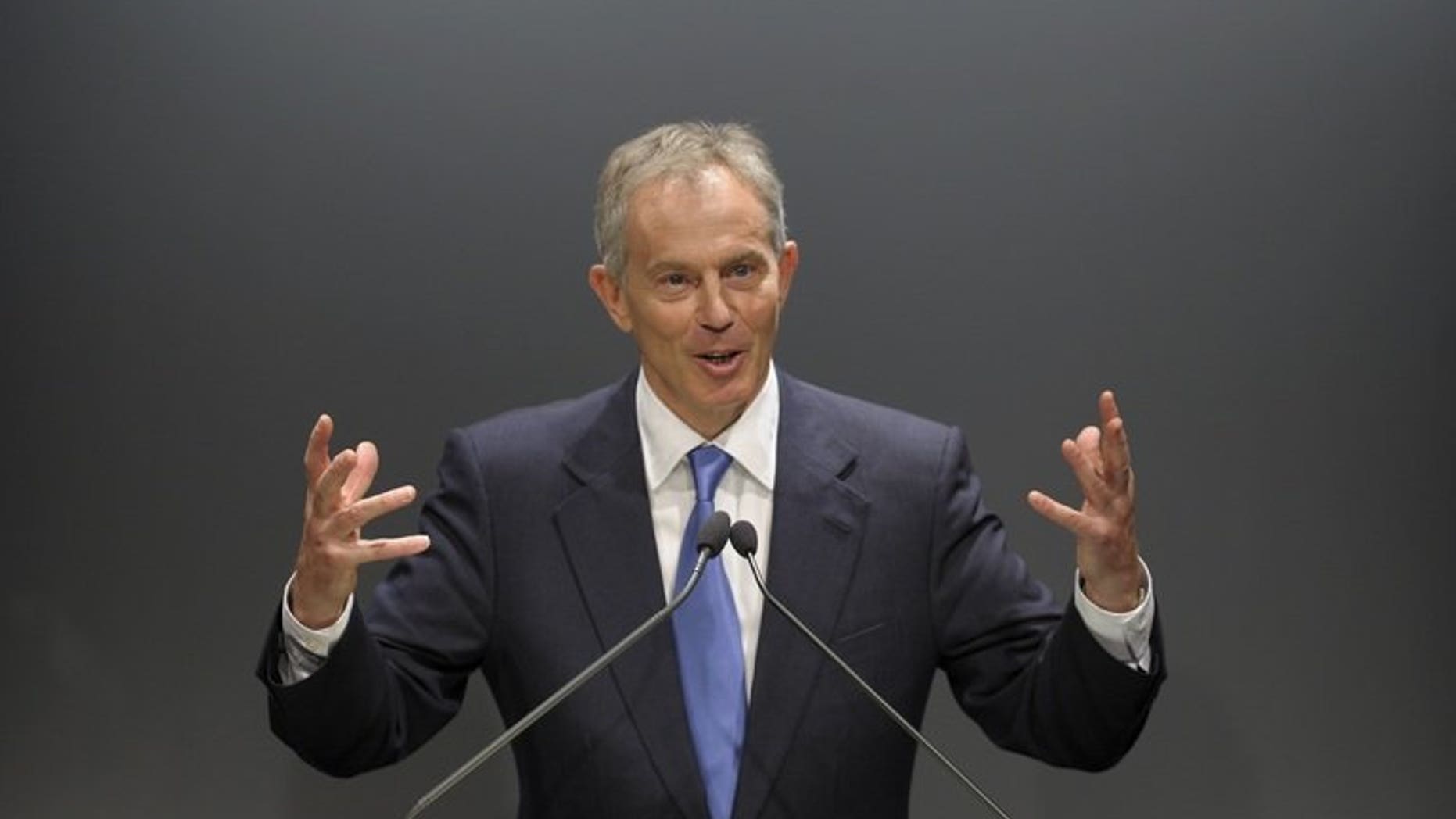 Former British prime minister Tony Blair speaks during a seminar at a private university in Sao Paulo, Brazil, on October 26, 2010. Thailand has denied it will pay Blair $640,000 to speak at an upcoming government-sponsored forum in Bangkok on bridging the kingdom's festering political divides.