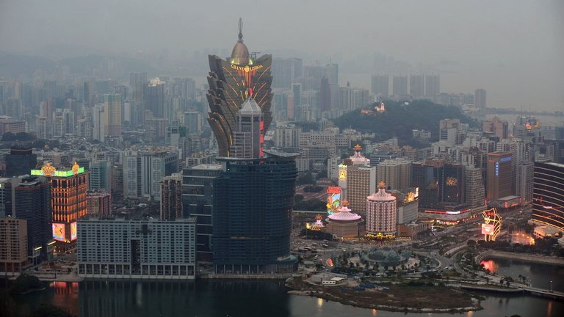 This general view from the Macau Tower shows casinos in the central district Macau on December 20, 2009. The boss of Macau's Shui Fong triad has been ordered deported from Canada, it was announced Wednesday.