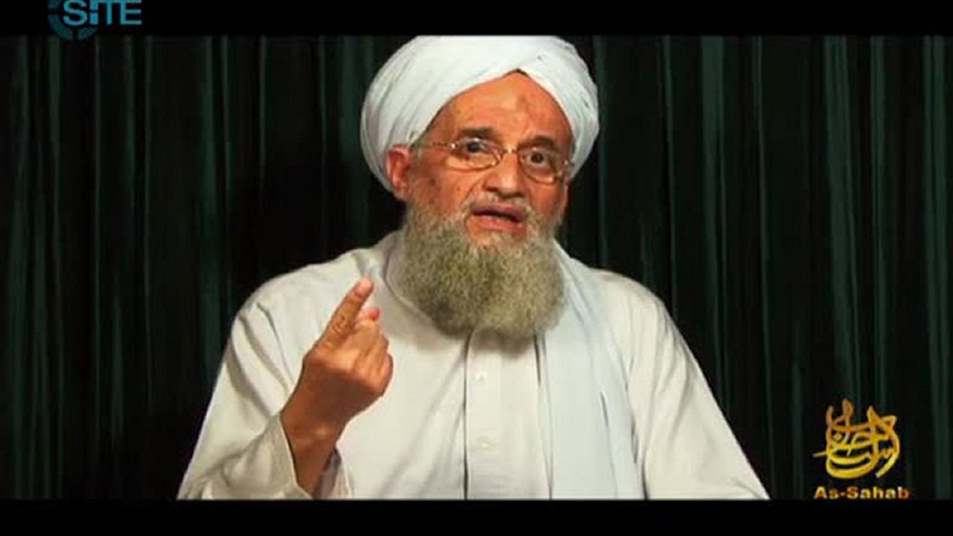 Egyptian-born Al-Qaeda leader Ayman al-Zawahiri speaks in a still from a video provided on October 26, 2012 by Site Intelligence Group. Egypt's bloody crackdown on the Muslim Brotherhood has been a gift to Al-Qaeda that will help it attract fresh followers and open a new front in the Middle East, experts say.