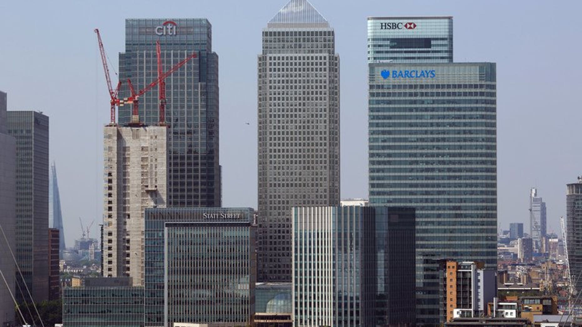 View of London's Canary Wharf business district. London shares opened mixed on Friday ahead of revised second quarter GDP figures later in the day, dealers said.