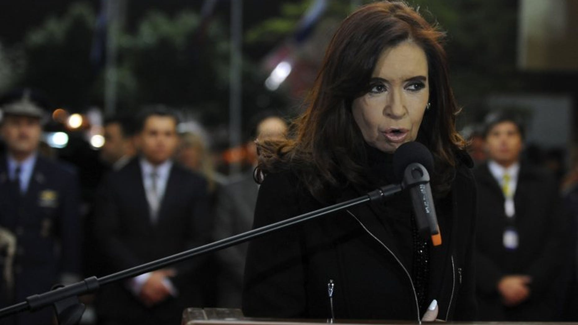 Argentine President Cristina Fernandez de Kirchner speaks on August 14, 2013. Four British oil companies carrying out exploration work near the Falkland Islands have been banned from operating in Argentina, the Buenos Aires government confirmed Friday.
