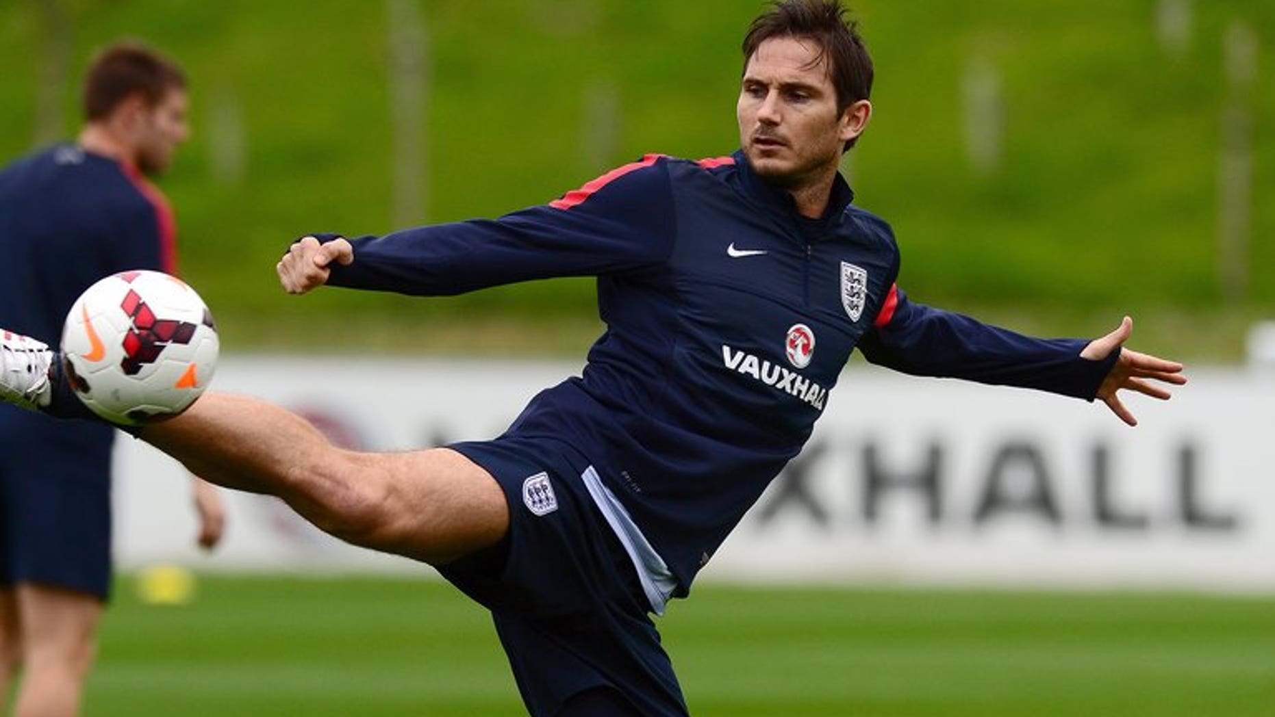 Frank Lampard at an England training session at St George's Park on Wednesday. England manager Roy Hodgson has made the unusual move of revealing his starting line-up for the World Cup qualifier against Moldova at Wembley later on Friday.