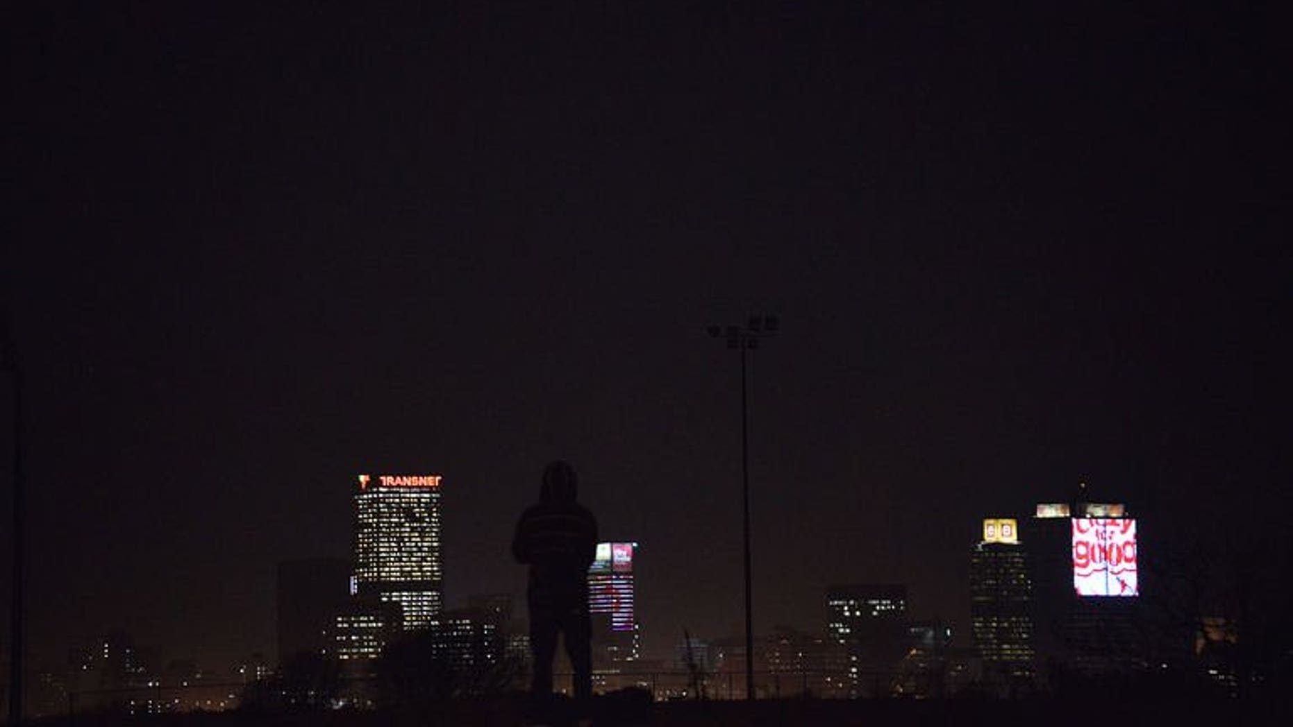 A road overlooking the South African capital on September 5, 2013. Large parts of Johannesburg are without electricity due to a strike that could see blackouts until the weekend.