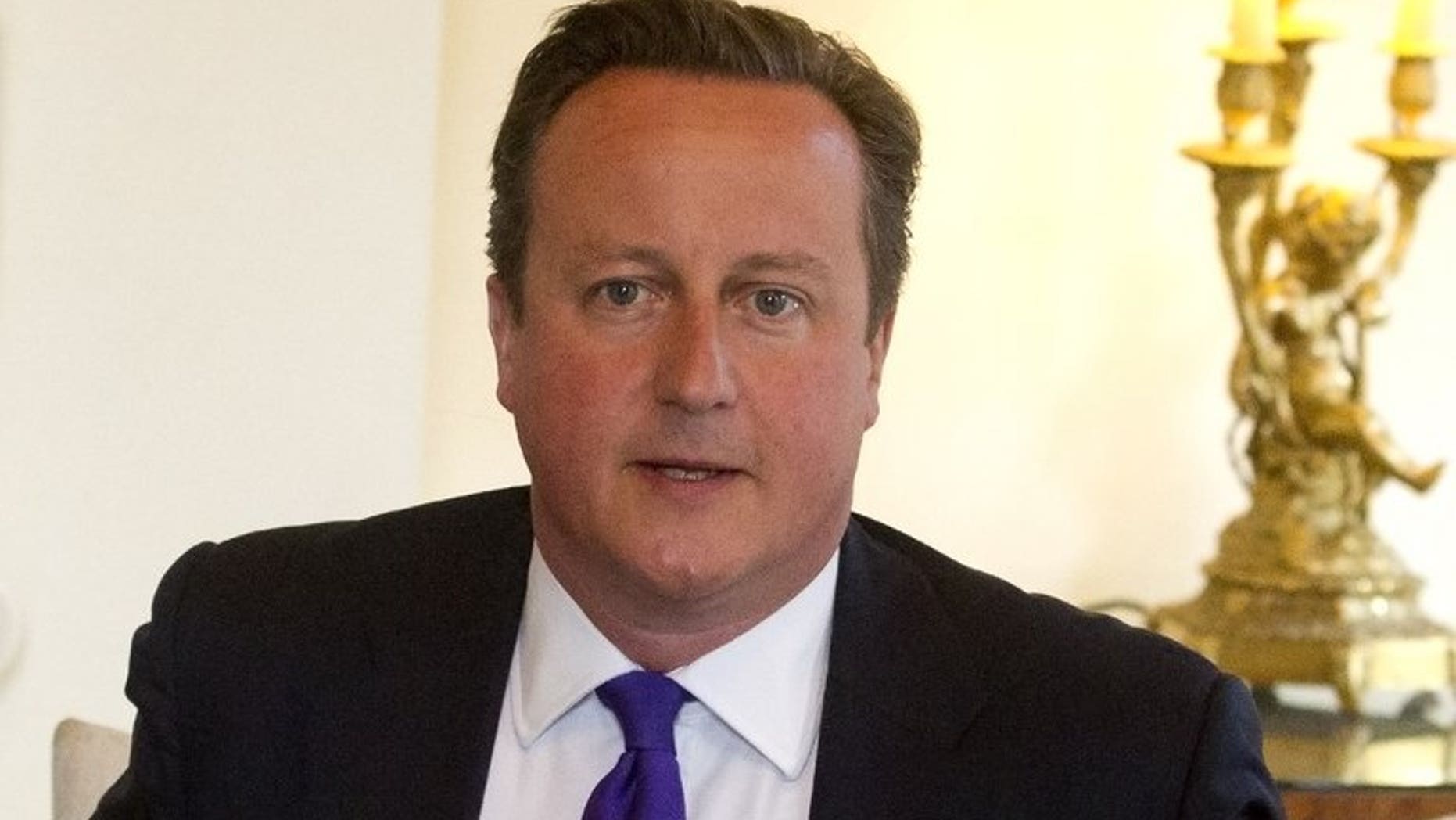 British Prime Minister David Cameron is seen in 10 Downing Street in central London on August 30, 2013.