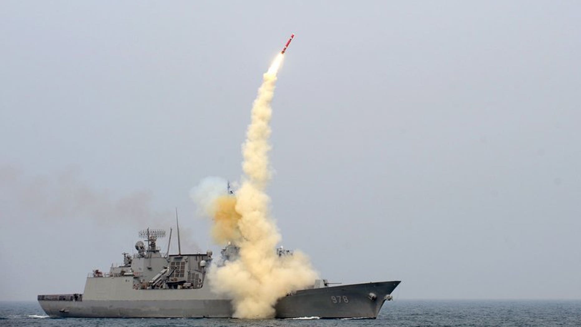 The South test launches a cruise missile in a picture released February 14, 2013. Seoul said Wednesday it would show off a missile capable of striking the North's command headquarters.