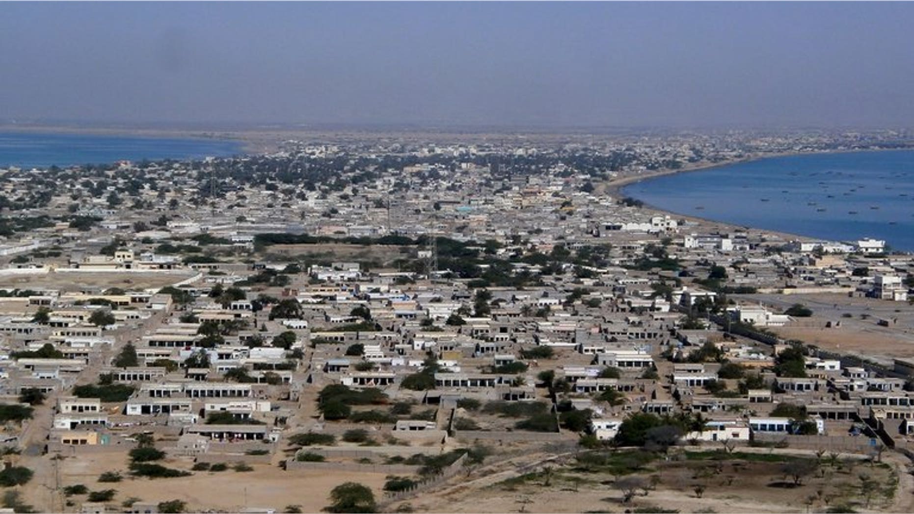The residential area of Gwadar port in the Arabian Sea, pictured on Febraury 12, 2013.