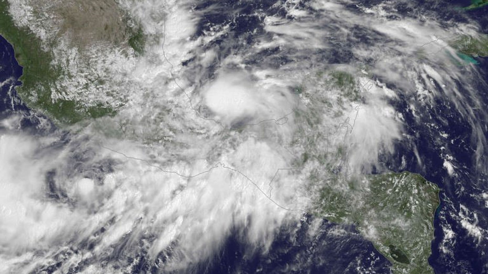 Tropical Storm Ingrid, shown in a NOAA GOES East satellite image released on September 13, 2013, formed off Mexico's eastern coast.