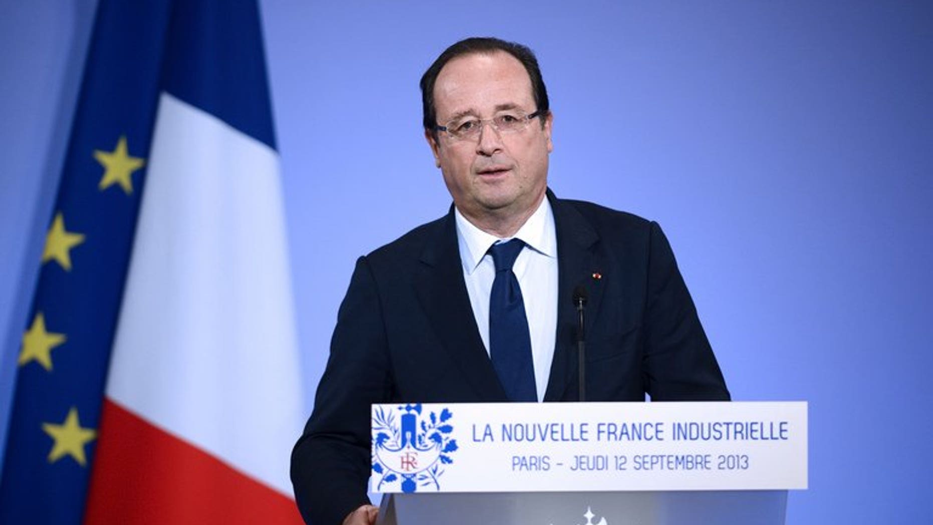 French President Francois Hollande speaks on September 12, 2013 in Paris.