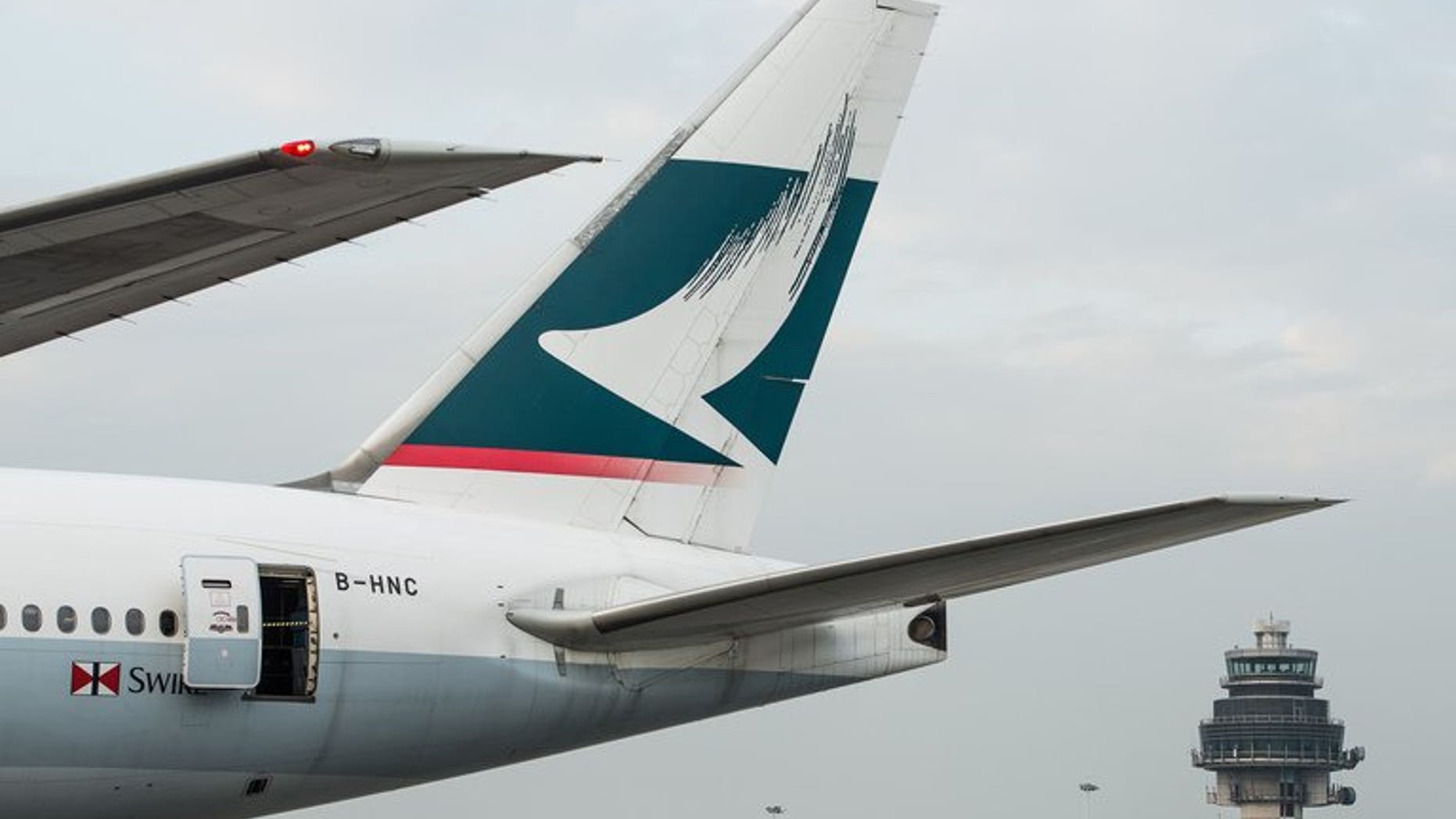 A Cathay Pacific plane on the tarmac of the international airport in Hong Kong, on December 7, 2012.