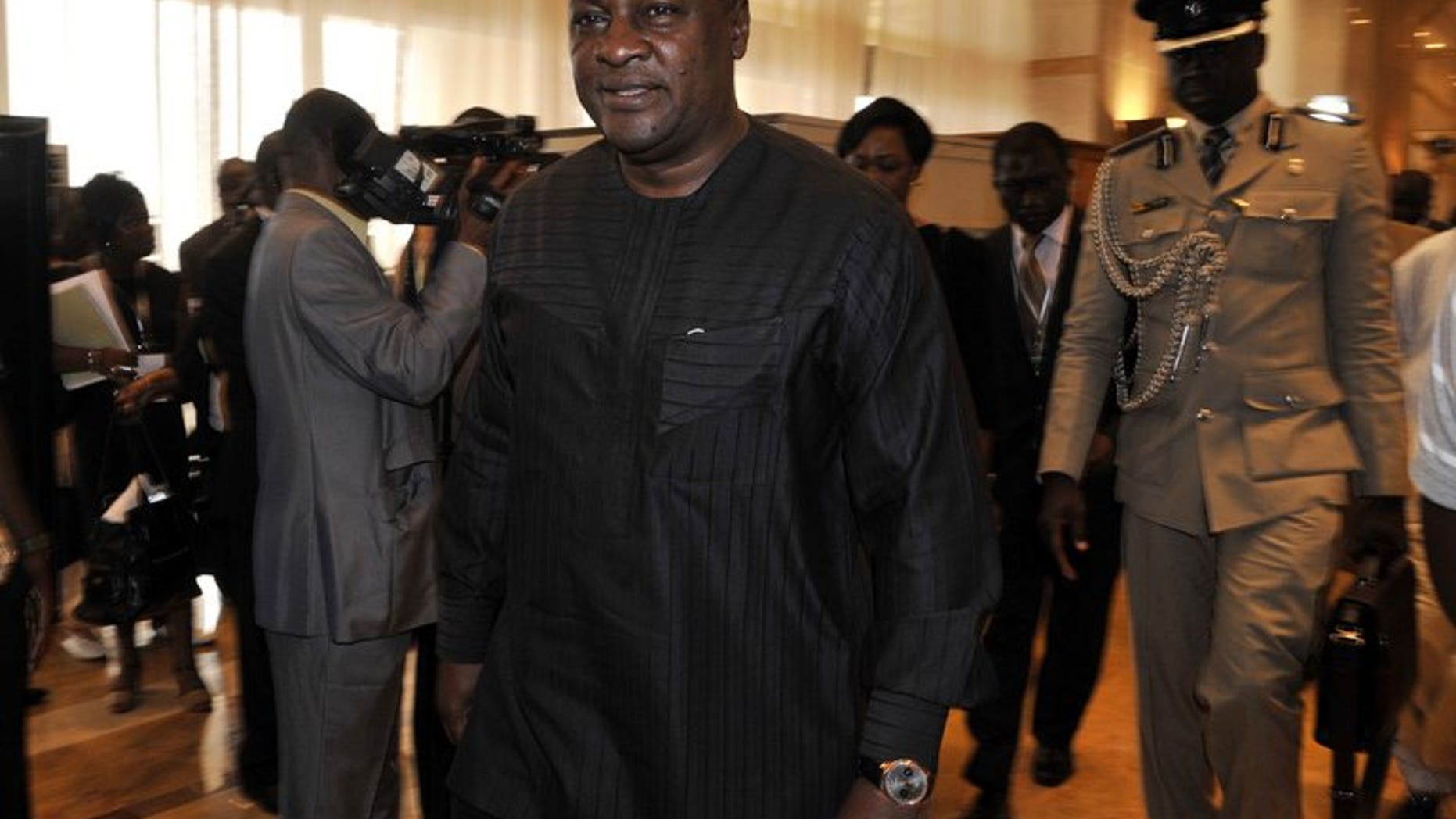 Ghana president John Dramani Mahamam in Yamoussoukro, Ivory Coast, Febuary 28, 2013. Ghanaian poet and statesman Kofi Awoonor was among the 59 people confirmed dead so far in an attack by Somali Islamist militants on a Nairobi shopping mall, Ghana's president confirmed on Sunday.