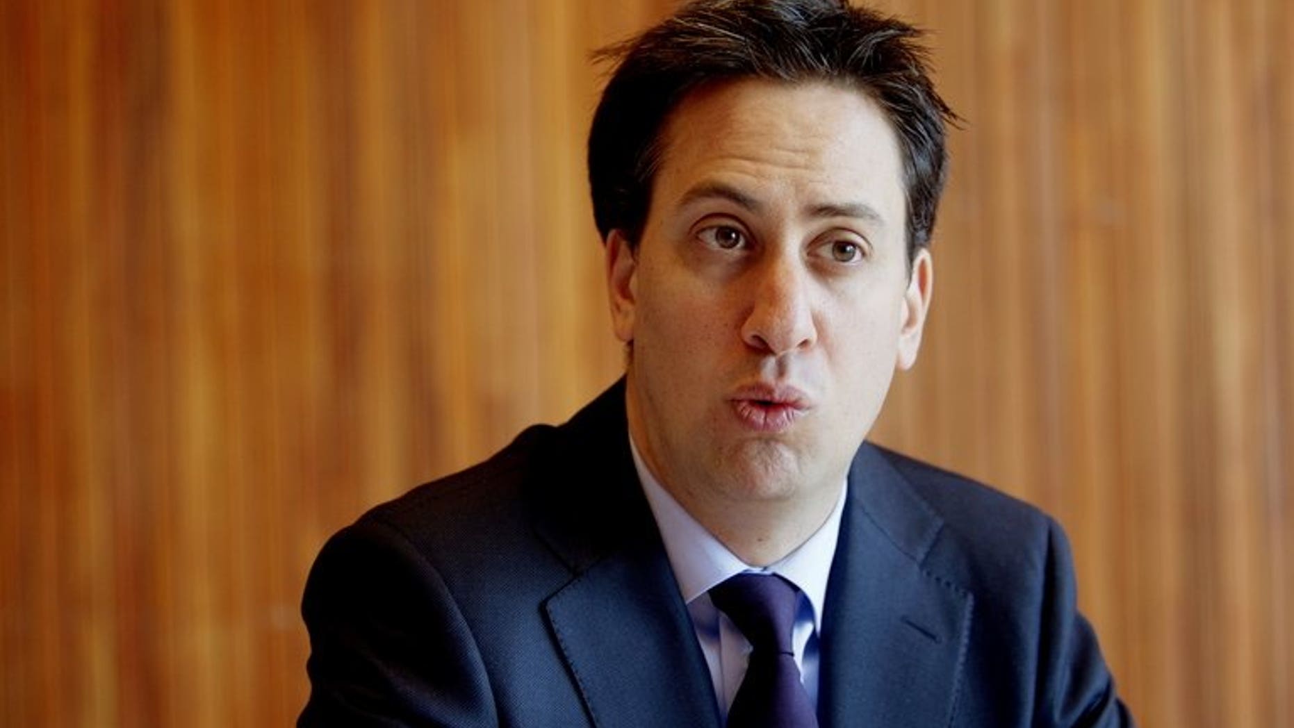 Ed Miliband leader of the British Labour Party in Oslo on May 13, 2011. The party kicked off its annual conference Sunday with its leader under pressure amid sliding poll ratings 18 months before a general election.
