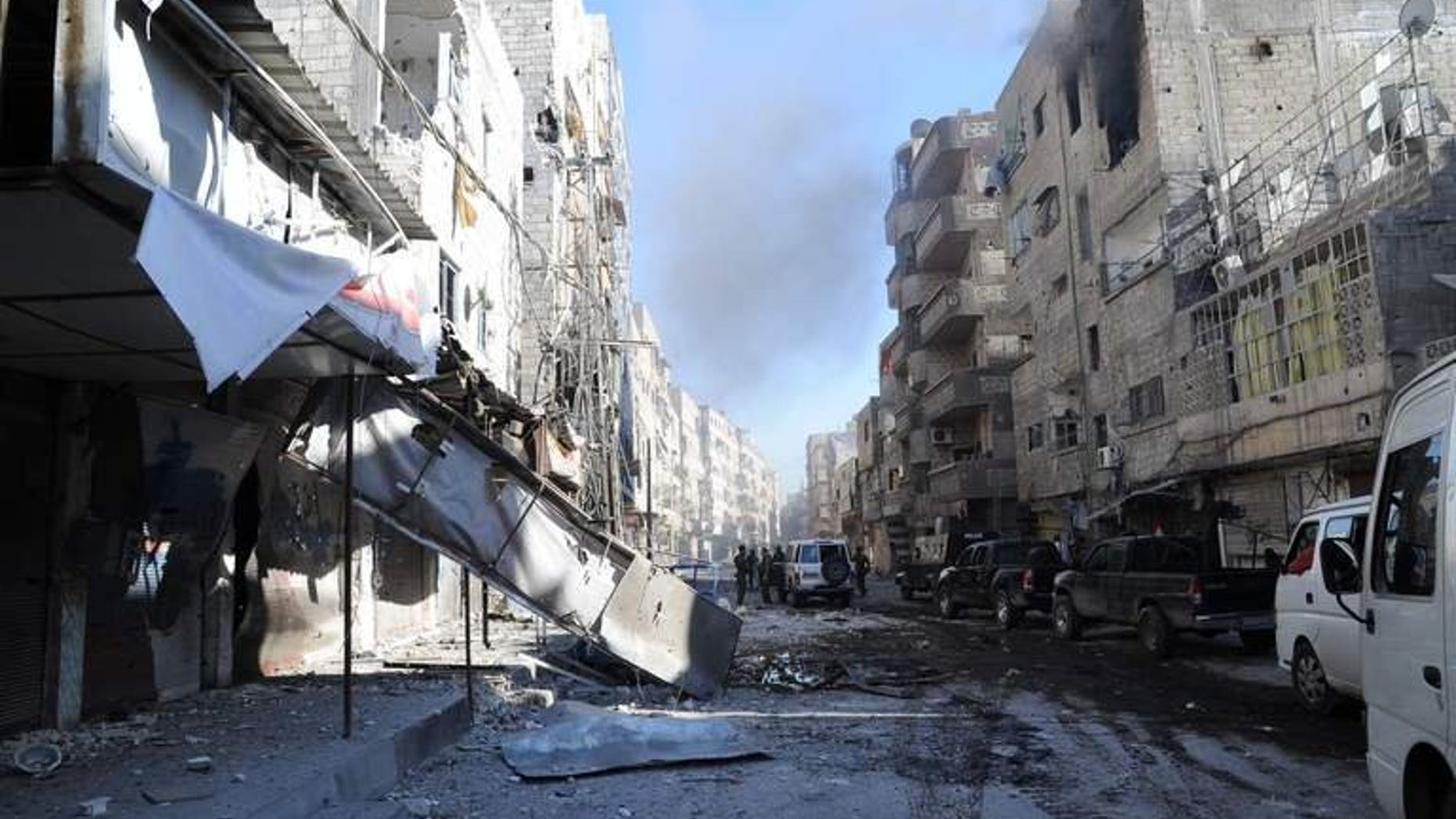 Smoke billows from the Damascus suburb of Tadamun during heavy fighting on August 4, 2012. A deadly blast hit the Tadamun neighbourhood of south Damascus on Tuesday, Syrian state television reported, without immediately giving any casualty figures.