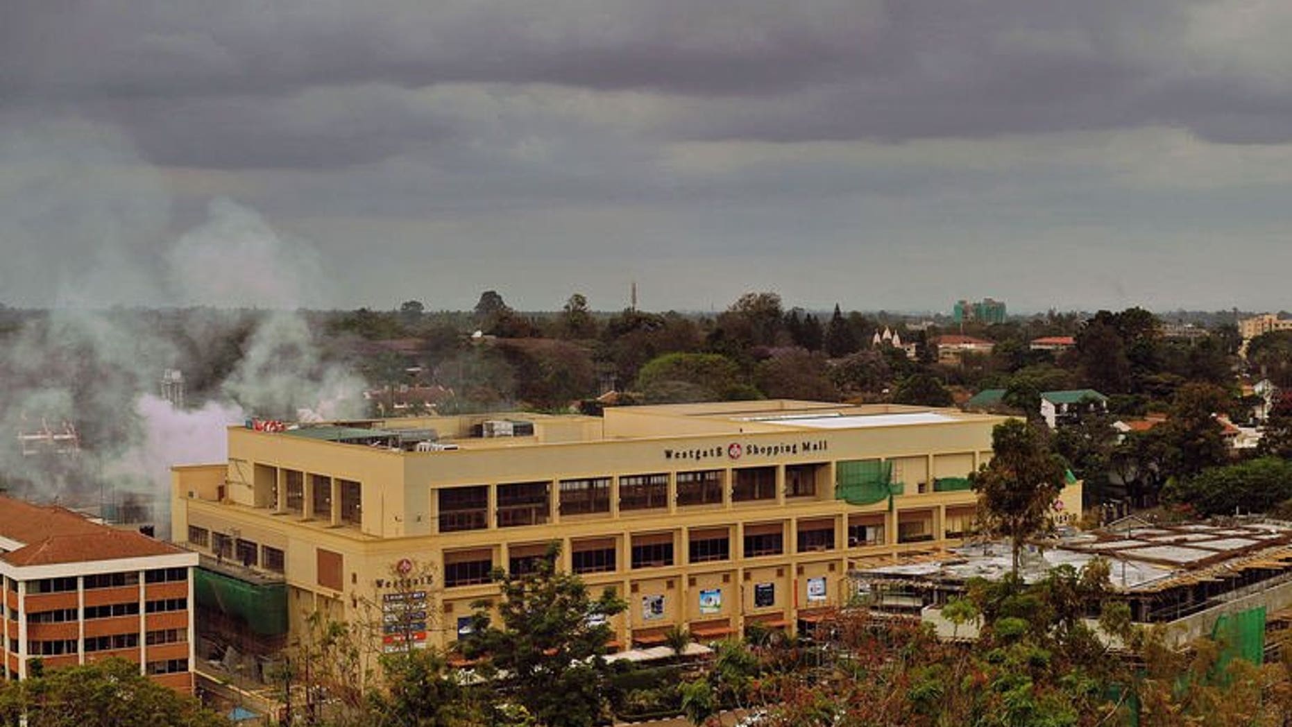 Smoke rises from the Westgate mall on September 24, 2013 in Nairobi.