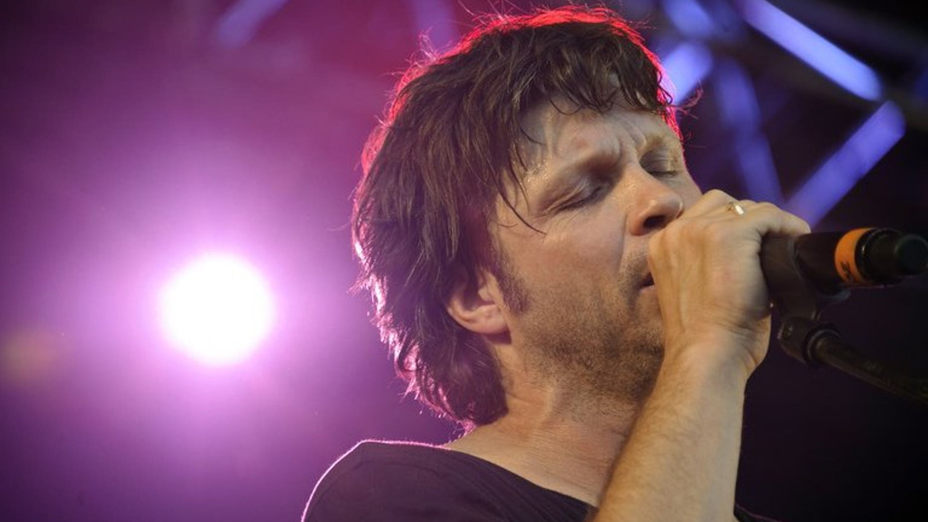 French rock singer Bertrand Cantat performs on June 29, 2012, in the French city of Belfort.